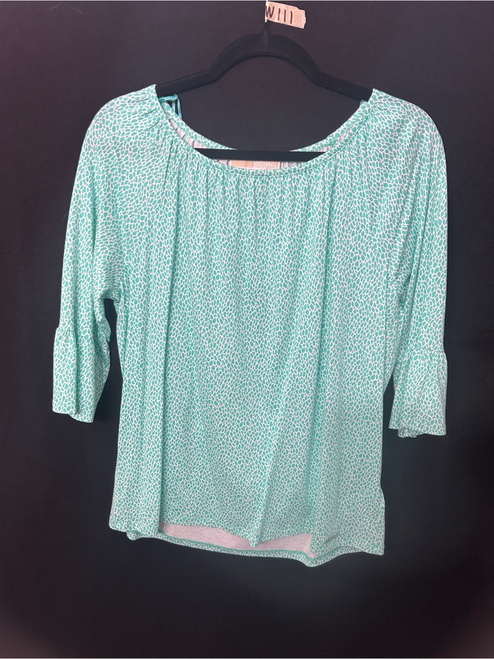 Women’s Michael Kors Teal Print Cold Shoulder Blouse Medium